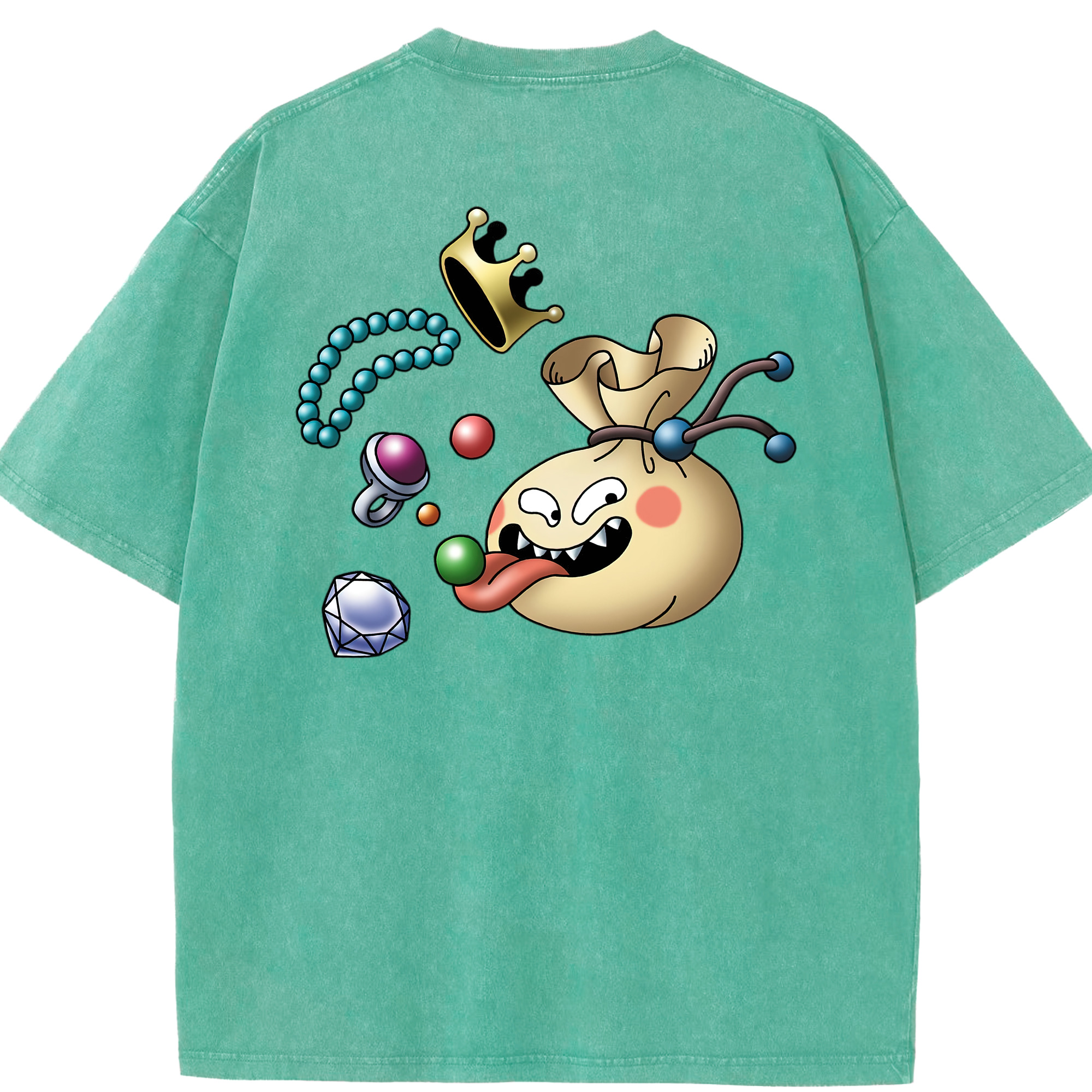 （画像用） ドラゴンクエスト Doragon Kuesuto Dragon Quest 綿100% ヴィンテージ風 半袖Tシャツ（背面プリント）